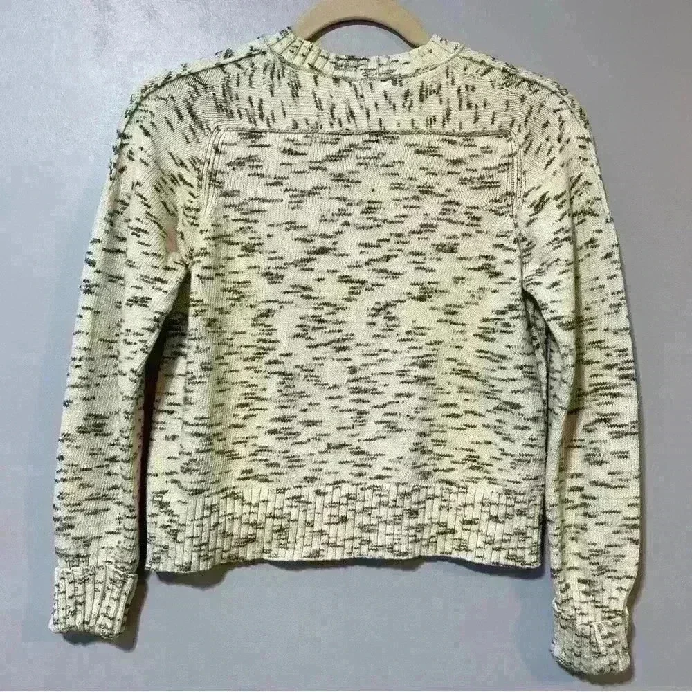 J.Crew Speckled Cotton Sweater Womens Size Large Pullover Cream Gray Style H4658